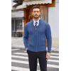 COOFANDY Men’s Full Zip Cardigan Sweater Slim Fit Cable Knitted Zip Up Sweater with Pockets(Deep Blue)