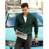 COOFANDY Men’s Full Zip Cardigan Sweater Slim Fit Cable Knitted Zip Up Sweater with Pockets(Green)