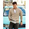 COOFANDY Men’s Full Zip Cardigan Sweater Slim Fit Cable Knitted Zip Up Sweater with Pockets(Khaki)