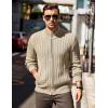 COOFANDY Men’s Full Zip Cardigan Sweater Slim Fit Cable Knitted Zip Up Sweater with Pockets(Khaki)