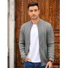 COOFANDY Men’s Full Zip Cardigan Sweater Slim Fit Cable Knitted Zip Up Sweater with Pockets(Light Grey)