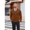COOFANDY Men’s Full Zip Cardigan Sweater Slim Fit Cable Knitted Zip Up Sweater with Pockets(Reddish Brown)
