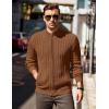 COOFANDY Men’s Full Zip Cardigan Sweater Slim Fit Cable Knitted Zip Up Sweater with Pockets(Reddish Brown)