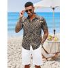 COOFANDY Mens Hawaiian Shirt Short Sleeve Button Down Shirts Tropical Floral Summer Beach Shirts(Beige- Black Leaves)