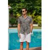 COOFANDY Mens Hawaiian Shirt Short Sleeve Button Down Shirts Tropical Floral Summer Beach Shirts(Beige- Black Leaves)
