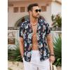 COOFANDY Mens Hawaiian Shirt Short Sleeve Button Down Shirts Tropical Floral Summer Beach Shirts(Black Flower)