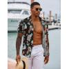 COOFANDY Mens Hawaiian Shirt Short Sleeve Button Down Shirts Tropical Floral Summer Beach Shirts(Black Flower)