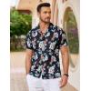 COOFANDY Mens Hawaiian Shirt Short Sleeve Button Down Shirts Tropical Floral Summer Beach Shirts(Black Flower)