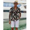COOFANDY Mens Hawaiian Shirt Short Sleeve Button Down Shirts Tropical Floral Summer Beach Shirts(Black Flower)