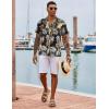 COOFANDY Mens Hawaiian Shirt Short Sleeve Button Down Shirts Tropical Floral Summer Beach Shirts(Black Khaki Leaf)