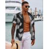 COOFANDY Mens Hawaiian Shirt Short Sleeve Button Down Shirts Tropical Floral Summer Beach Shirts(Black Palm Leaf)