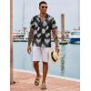 COOFANDY Mens Hawaiian Shirt Short Sleeve Button Down Shirts Tropical Floral Summer Beach Shirts(Black Palm Leaf)