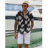 COOFANDY Mens Hawaiian Shirt Short Sleeve Button Down Shirts Tropical Floral Summer Beach Shirts(Black Palm Leaf)