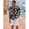 COOFANDY Mens Hawaiian Shirt Short Sleeve Button Down Shirts Tropical Floral Summer Beach Shirts(Black Palm Leaf)