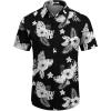 COOFANDY Mens Hawaiian Shirt Short Sleeve Button Down Shirts Tropical Floral Summer Beach Shirts(Black& White – Floral)