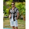 COOFANDY Mens Hawaiian Shirt Short Sleeve Button Down Shirts Tropical Floral Summer Beach Shirts(Black- White Flower)