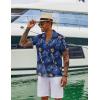 COOFANDY Mens Hawaiian Shirt Short Sleeve Button Down Shirts Tropical Floral Summer Beach Shirts(Blue Leaves)