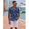 COOFANDY Mens Hawaiian Shirt Short Sleeve Button Down Shirts Tropical Floral Summer Beach Shirts(Blue Leaves)