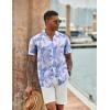 COOFANDY Mens Hawaiian Shirt Short Sleeve Button Down Shirts Tropical Floral Summer Beach Shirts(Blue Tropical Leaf-white)