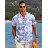 COOFANDY Mens Hawaiian Shirt Short Sleeve Button Down Shirts Tropical Floral Summer Beach Shirts(Blue Tropical Leaf-white)