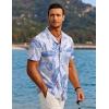 COOFANDY Mens Hawaiian Shirt Short Sleeve Button Down Shirts Tropical Floral Summer Beach Shirts(Blue Tropical Leaf-white)