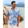 COOFANDY Mens Hawaiian Shirt Short Sleeve Button Down Shirts Tropical Floral Summer Beach Shirts(Blue-white Leaves)