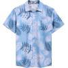 COOFANDY Mens Hawaiian Shirt Short Sleeve Button Down Shirts Tropical Floral Summer Beach Shirts(Blue-white Leaves)