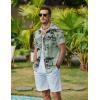 COOFANDY Mens Hawaiian Shirt Short Sleeve Button Down Shirts Tropical Floral Summer Beach Shirts(Celadon Green- Palm Tree)