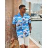 COOFANDY Mens Hawaiian Shirt Short Sleeve Button Down Shirts Tropical Floral Summer Beach Shirts(Coconut Tree-blue)