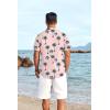 COOFANDY Mens Hawaiian Shirt Short Sleeve Button Down Shirts Tropical Floral Summer Beach Shirts(Coconut Tree-pink)