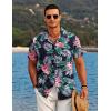 COOFANDY Mens Hawaiian Shirt Short Sleeve Button Down Shirts Tropical Floral Summer Beach Shirts(Flower Leaves-black)