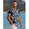 COOFANDY Mens Hawaiian Shirt Short Sleeve Button Down Shirts Tropical Floral Summer Beach Shirts(Flower Leaves-black)