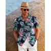 COOFANDY Mens Hawaiian Shirt Short Sleeve Button Down Shirts Tropical Floral Summer Beach Shirts(Flower Leaves-black)