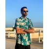 COOFANDY Mens Hawaiian Shirt Short Sleeve Button Down Shirts Tropical Floral Summer Beach Shirts(Green & White – Palm Tree)