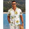 COOFANDY Mens Hawaiian Shirt Short Sleeve Button Down Shirts Tropical Floral Summer Beach Shirts(Green Coconut Tree-white)