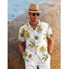 COOFANDY Mens Hawaiian Shirt Short Sleeve Button Down Shirts Tropical Floral Summer Beach Shirts(Green Coconut Tree-white)
