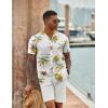 COOFANDY Mens Hawaiian Shirt Short Sleeve Button Down Shirts Tropical Floral Summer Beach Shirts(Green Coconut Tree-white)