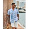 COOFANDY Mens Hawaiian Shirt Short Sleeve Button Down Shirts Tropical Floral Summer Beach Shirts(Green Leaves-white)