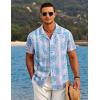 COOFANDY Mens Hawaiian Shirt Short Sleeve Button Down Shirts Tropical Floral Summer Beach Shirts(Green Leaves-white)