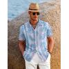 COOFANDY Mens Hawaiian Shirt Short Sleeve Button Down Shirts Tropical Floral Summer Beach Shirts(Green Leaves-white)