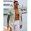 COOFANDY Mens Hawaiian Shirt Short Sleeve Button Down Shirts Tropical Floral Summer Beach Shirts(Green Palm Leaf)