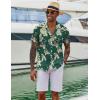 COOFANDY Mens Hawaiian Shirt Short Sleeve Button Down Shirts Tropical Floral Summer Beach Shirts(Green Palm Tree)
