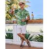 COOFANDY Mens Hawaiian Shirt Short Sleeve Button Down Shirts Tropical Floral Summer Beach Shirts(Green-white Flowers)