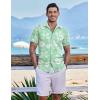 COOFANDY Mens Hawaiian Shirt Short Sleeve Button Down Shirts Tropical Floral Summer Beach Shirts(Green-white Leaves)