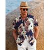 COOFANDY Mens Hawaiian Shirt Short Sleeve Button Down Shirts Tropical Floral Summer Beach Shirts(Hawaiian Plants-navy Blazer)