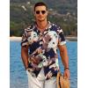 COOFANDY Mens Hawaiian Shirt Short Sleeve Button Down Shirts Tropical Floral Summer Beach Shirts(Hawaiian Plants-navy Blazer)