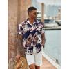 COOFANDY Mens Hawaiian Shirt Short Sleeve Button Down Shirts Tropical Floral Summer Beach Shirts(Hawaiian Plants-navy Blazer)