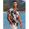 COOFANDY Mens Hawaiian Shirt Short Sleeve Button Down Shirts Tropical Floral Summer Beach Shirts(Hawaiian Plants-navy Blazer)