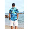COOFANDY Mens Hawaiian Shirt Short Sleeve Button Down Shirts Tropical Floral Summer Beach Shirts(Island Scenery-blue)
