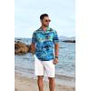 COOFANDY Mens Hawaiian Shirt Short Sleeve Button Down Shirts Tropical Floral Summer Beach Shirts(Island Scenery-blue)